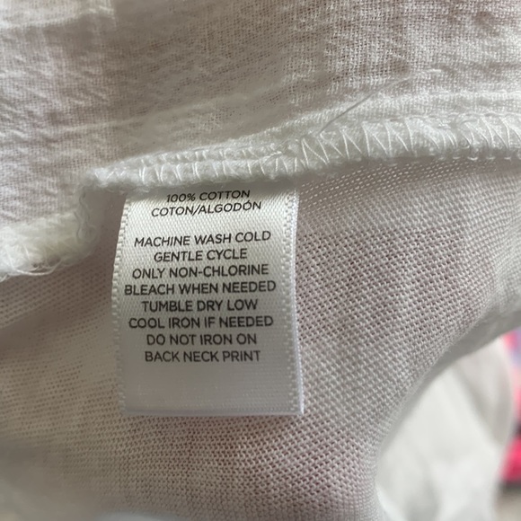 Loft White Cotton Lace Inset Boho Sheer Tee XS - Picture 6 of 6